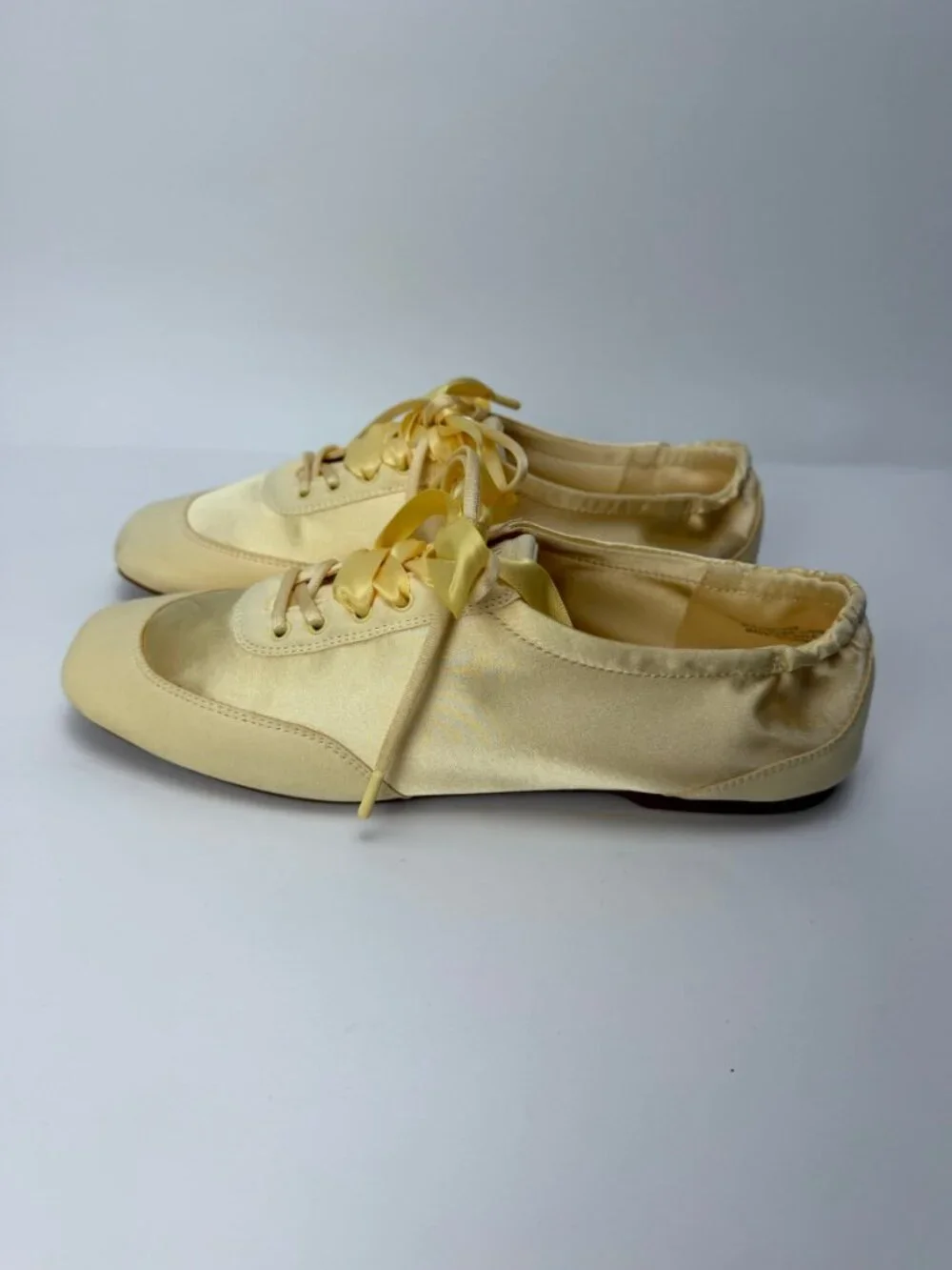 VIVAIA Women's Cristina Square-Toe Lace-Up Satin Sneakerina Yellow Size 8